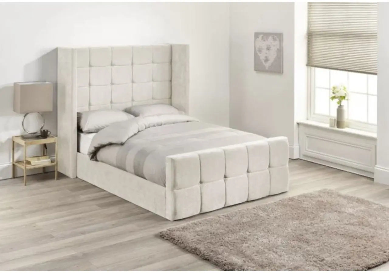 ACAMAR Winged Upholstered Bed Frame Britainsleep