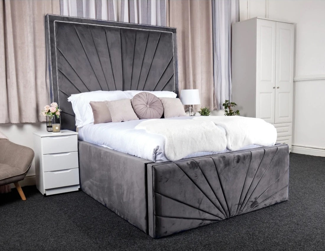 18'' Sides Sunshine Studded Upholstered Bed/Ottoman/Storage/Luxury Bed Britainsleep