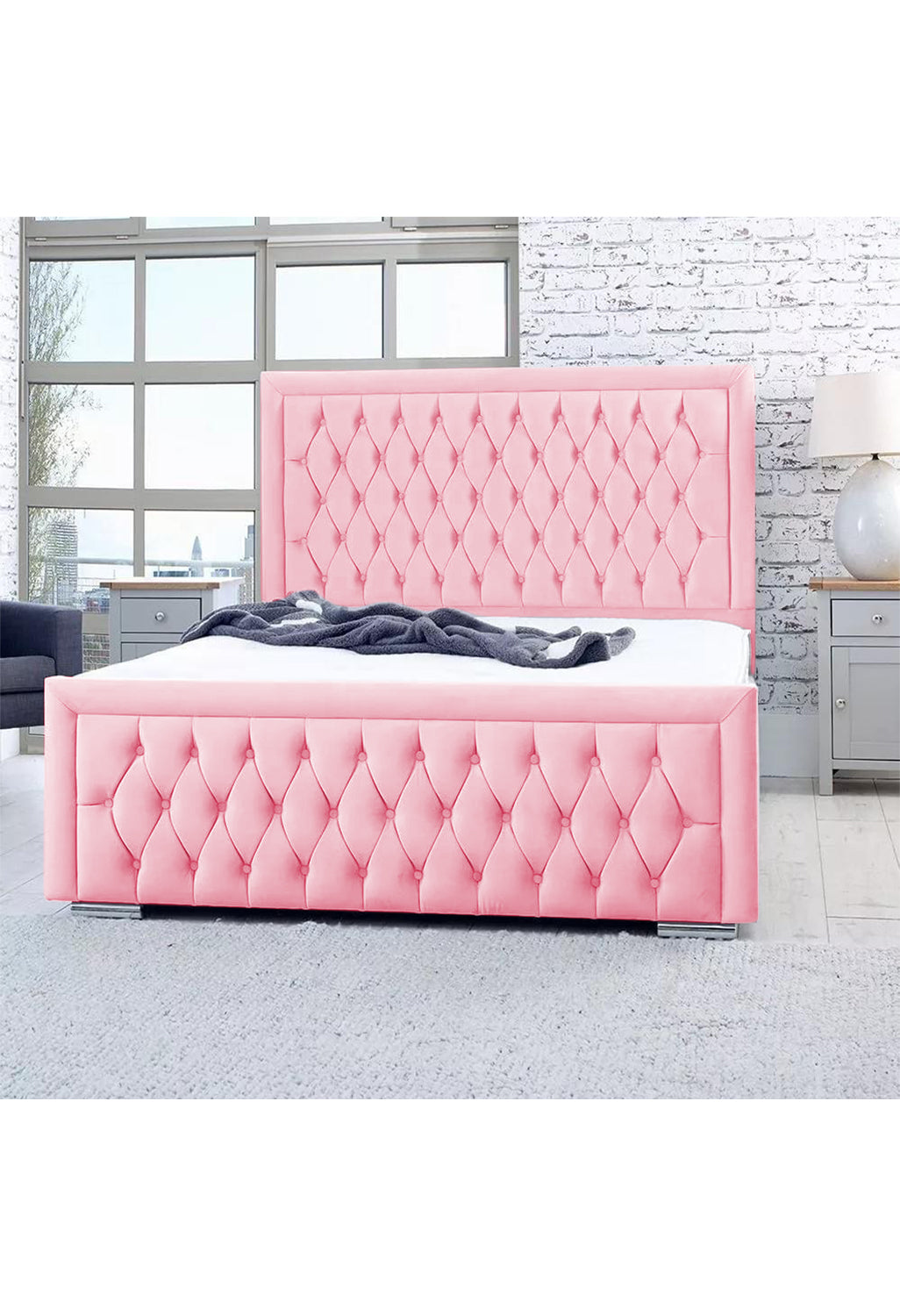Bumperbar Plush Velvet Upholstered Bed Frame with Ottoman Storage Options Britainsleep