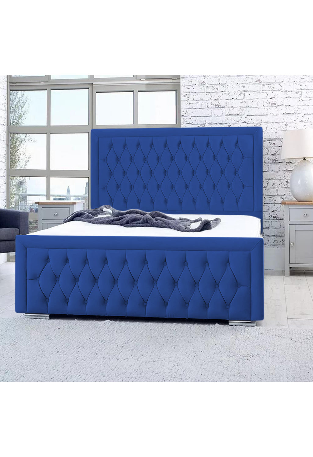Bumperbar Plush Velvet Upholstered Bed Frame with Ottoman Storage Options Britainsleep