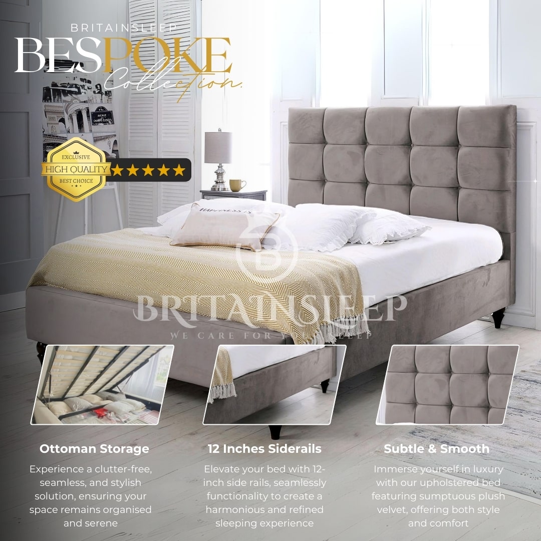 Benedick 50'' Cubic Upholstered Ottoman Bed Frame Britainsleep