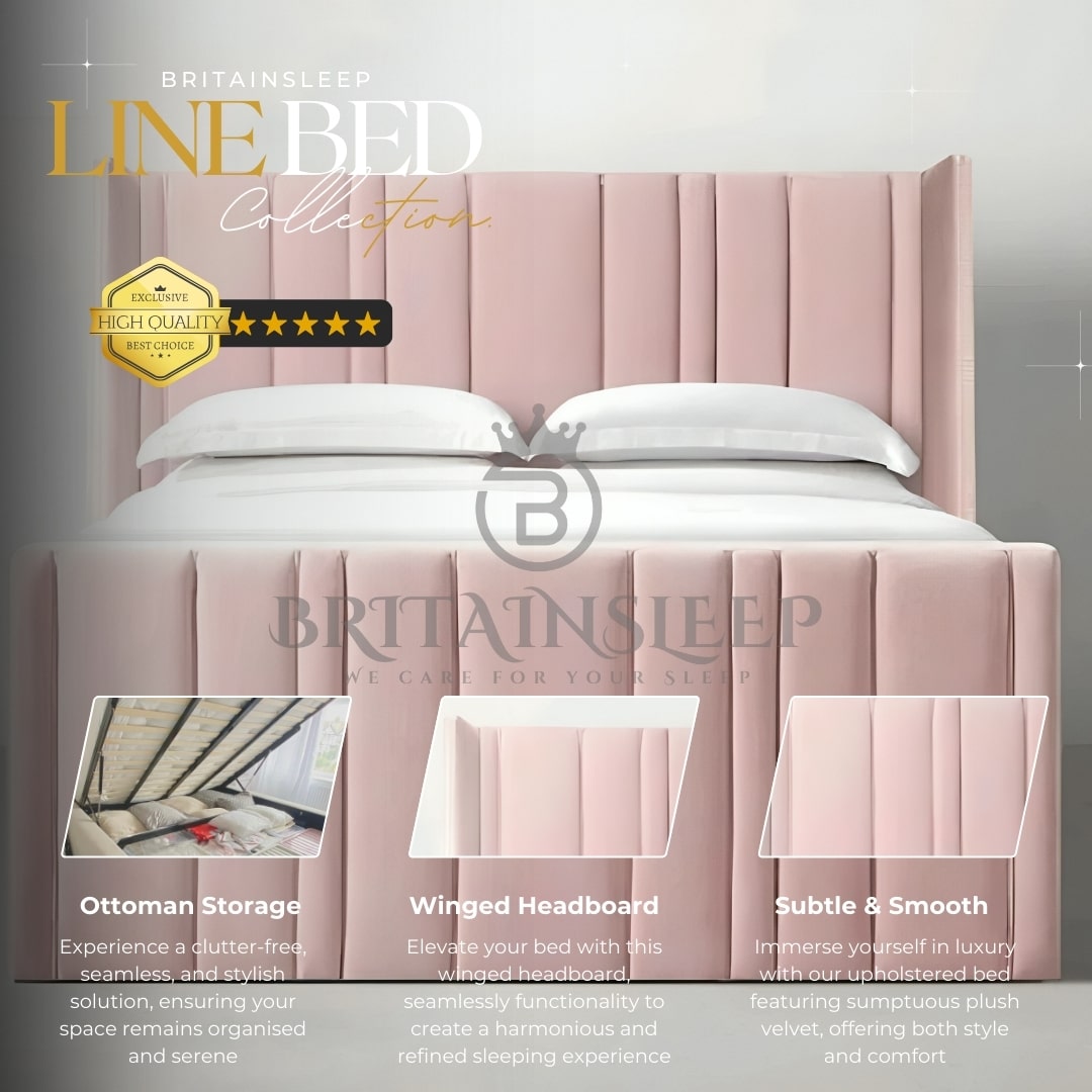 Monte Winged Upholstered Bed Frame Britainsleep