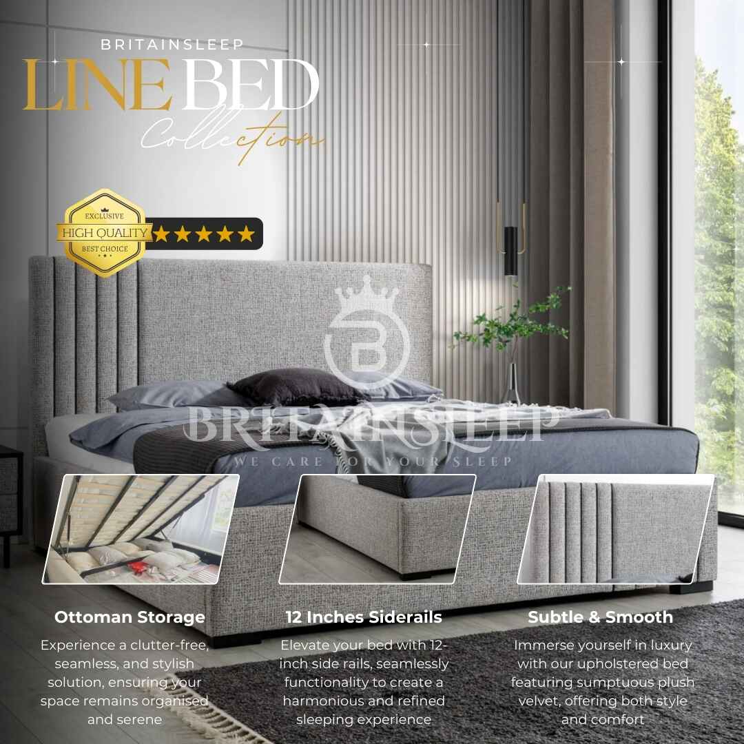 Malta 50'' Storage Upholstered Bed Frame/| Double | Single | KingSize | Super King Size| Queen Bed Britainsleep