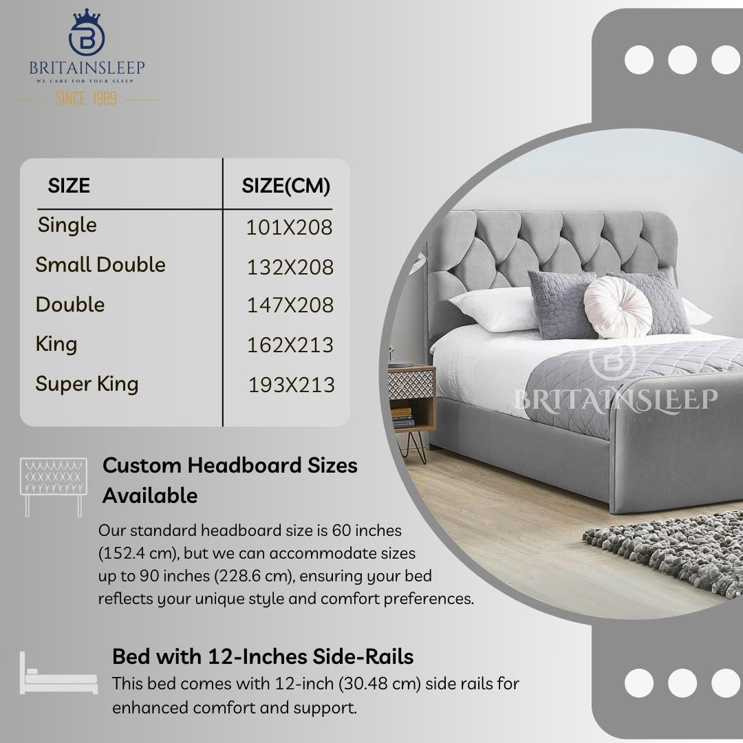 Cambridge Luxury Padded  Chesterfield Ottoman Upholstered Storage Bed Britainsleep