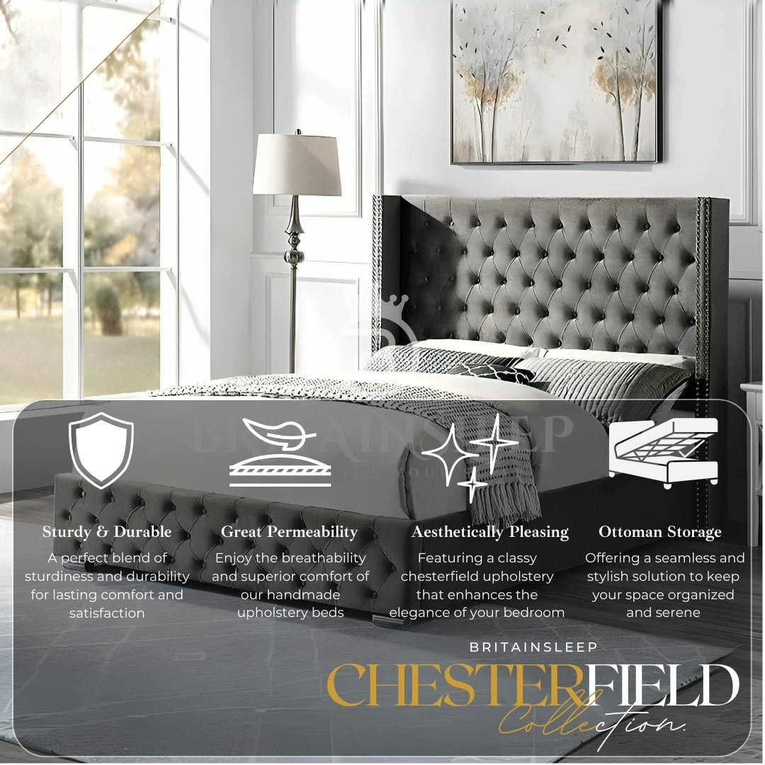 Chester Studded Upholstered Bed Frame Britainsleep