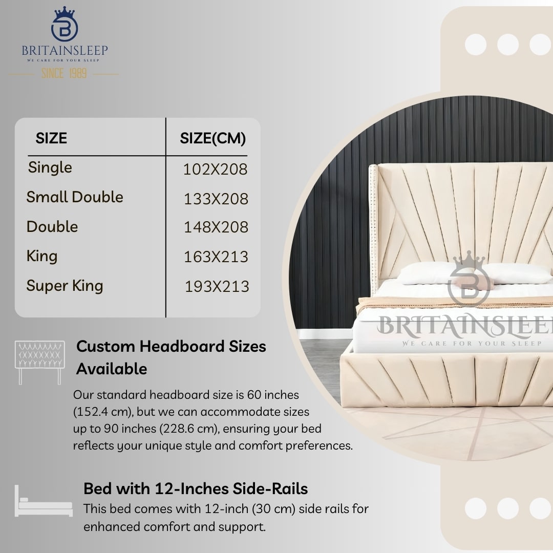 Indiana 60'' Tall Headboard Upholstered Bed/storage option Britainsleep