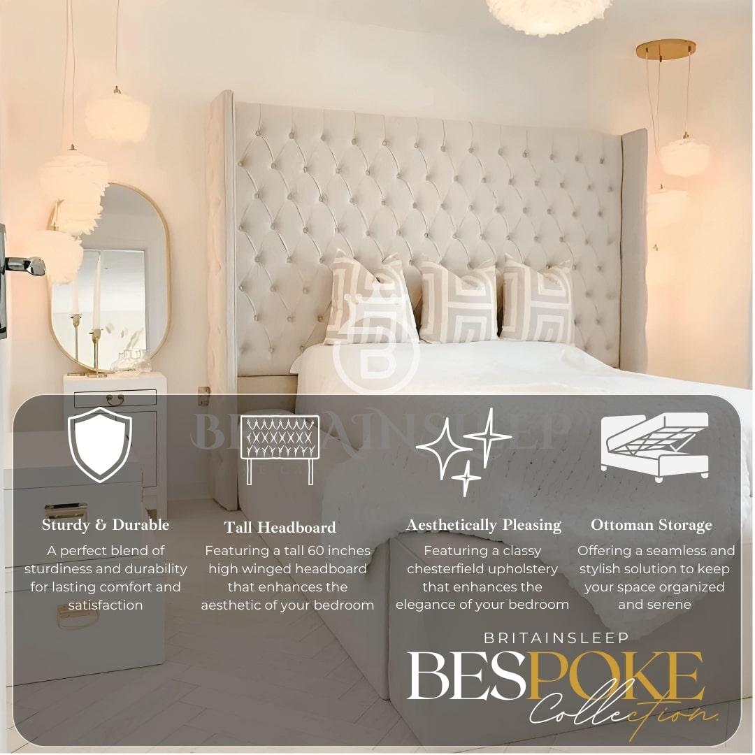 60” Luxury Leon Upholstered Bed Britainsleep