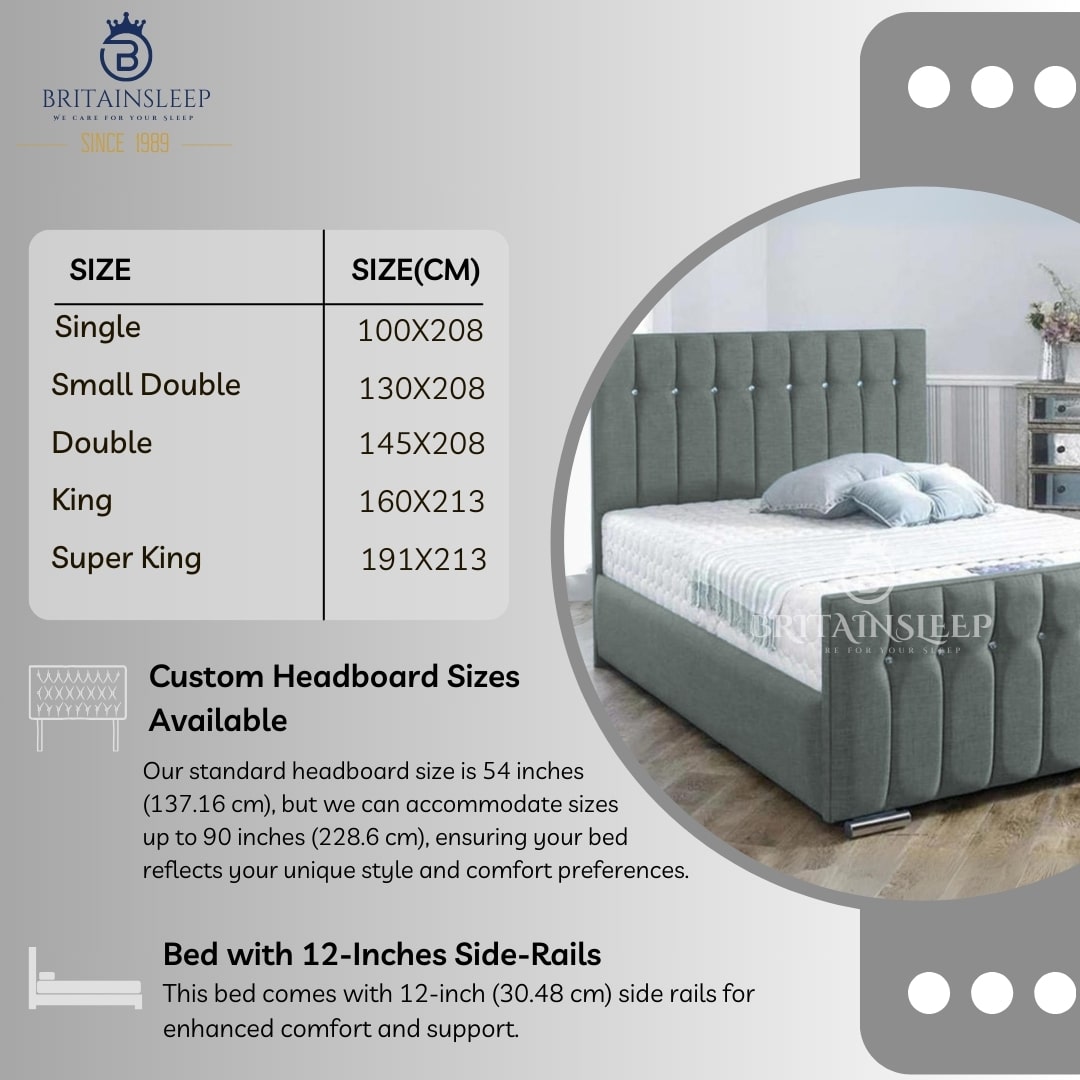 Queen Style Upholstered Bed Frame with Ottoman Britainsleep