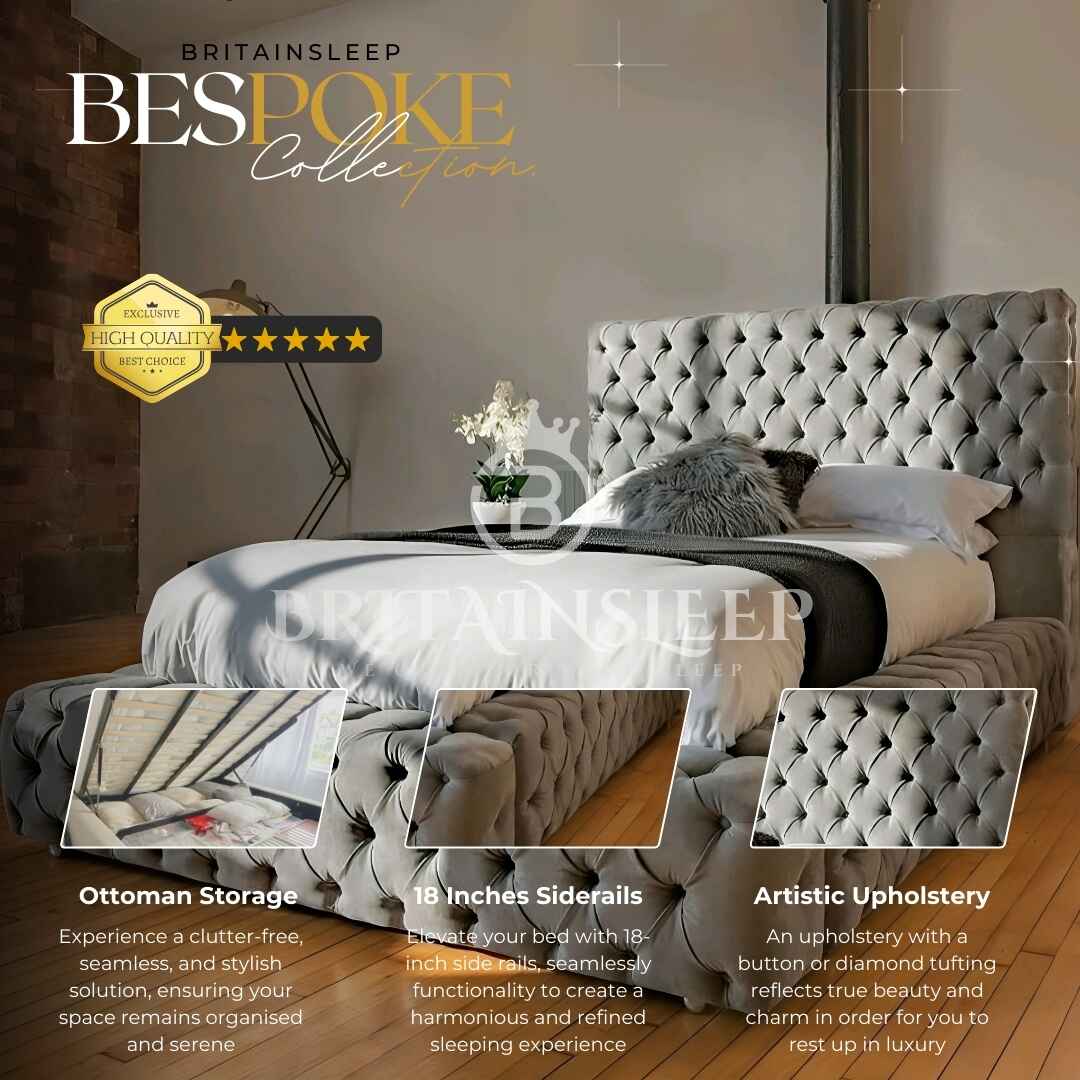 The Regal Ambassador Upholstered Bed Frame with Ottoman Storage Options Britainsleep