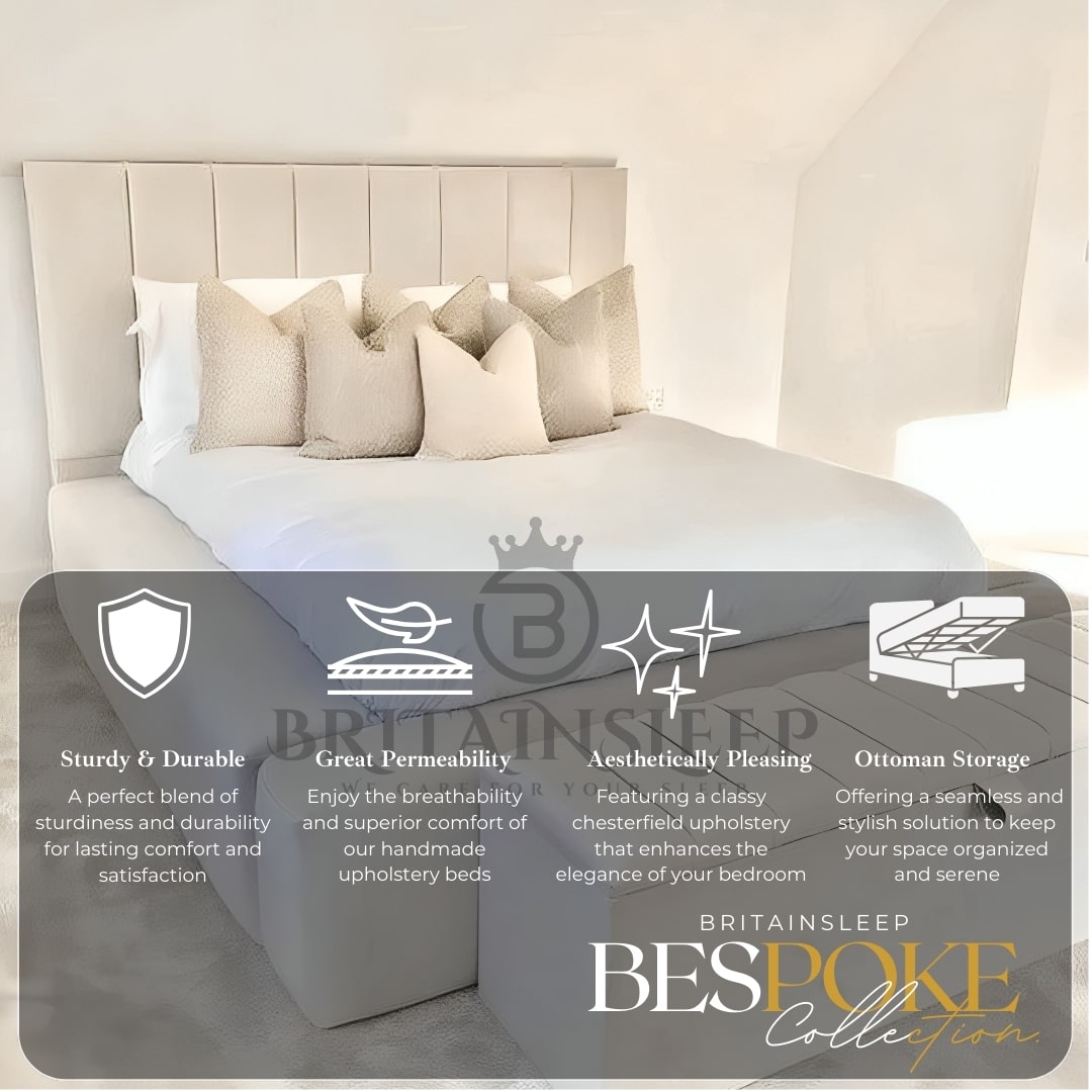 The Regal Lino Upholstered Bed Frame with Ottoman Storage Britainsleep