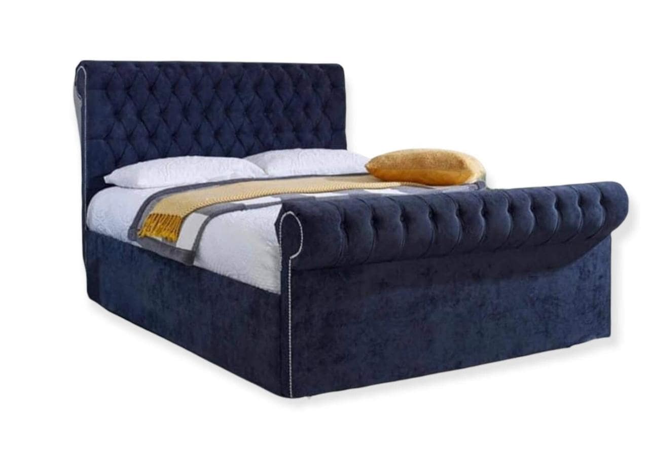 Britainsleep Sleigh Gaskell Upholstered Ottoman Storage Bed Frame | Double | Single | Small Double | KingSize | Super King Size Bed Britainsleep