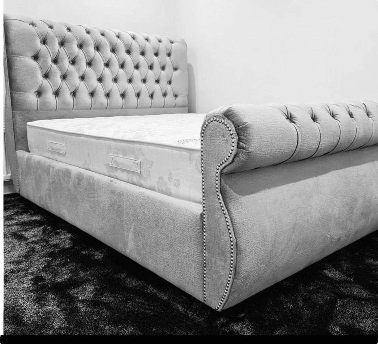 Real Swan Upholstered Sleigh Bed Britainsleep