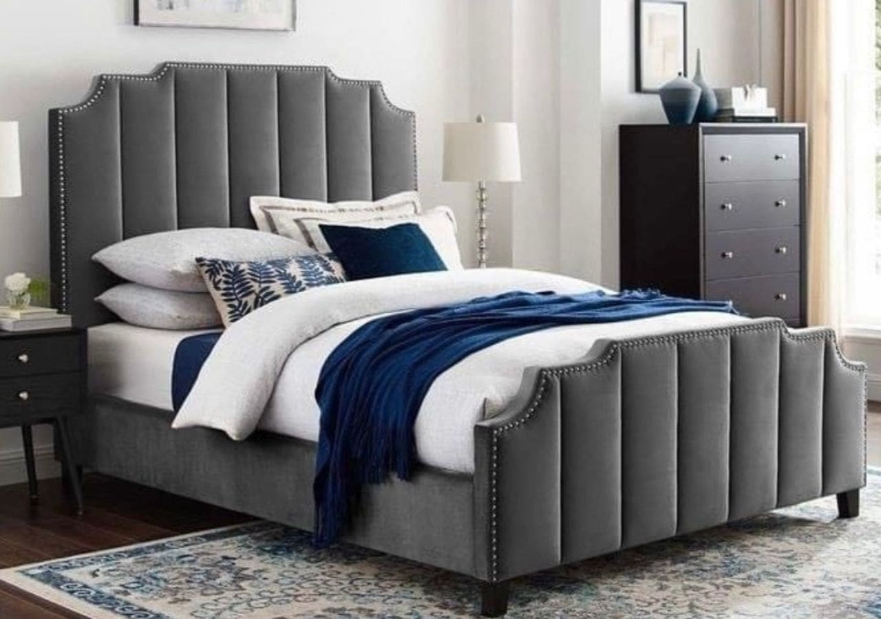 Crown Studded Ottoman Upholstered Bed Britainsleep