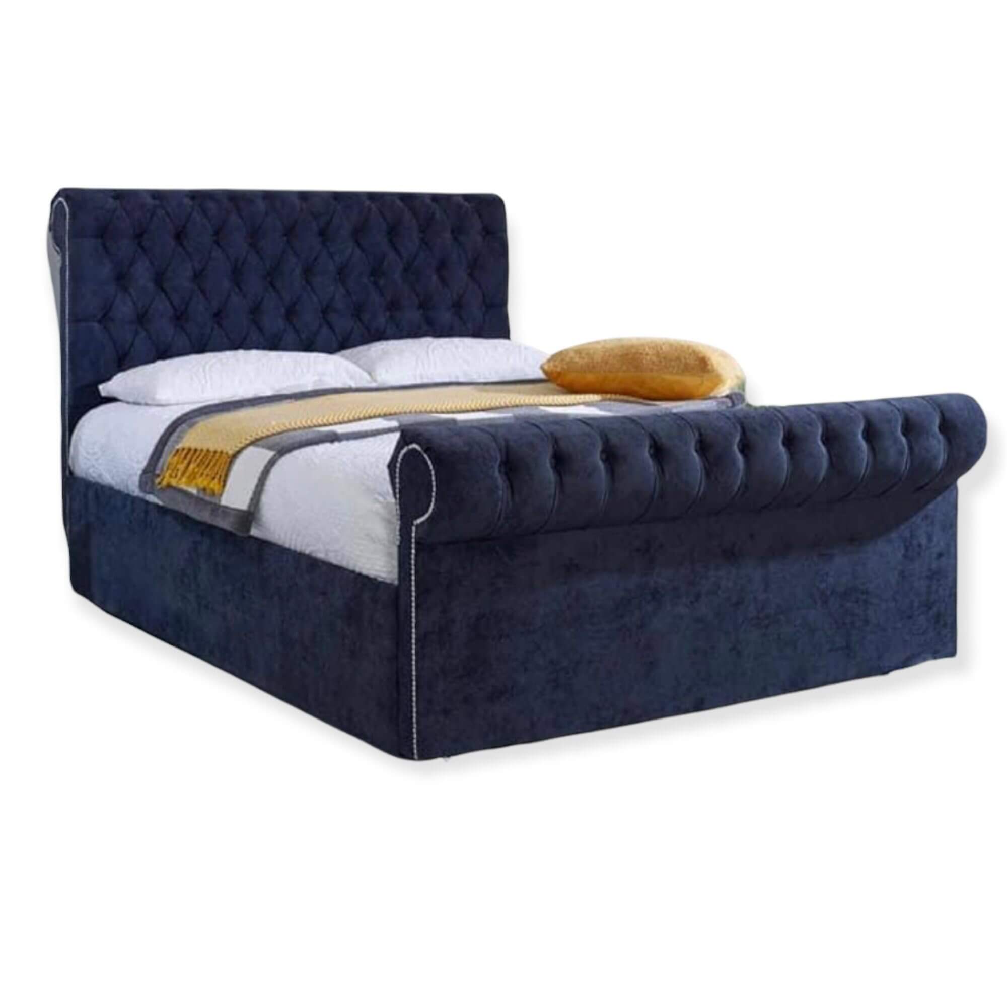 Britainsleep Sleigh Gaskell Upholstered Ottoman Storage Bed Frame | Double | Single | Small Double | KingSize | Super King Size Bed Britainsleep