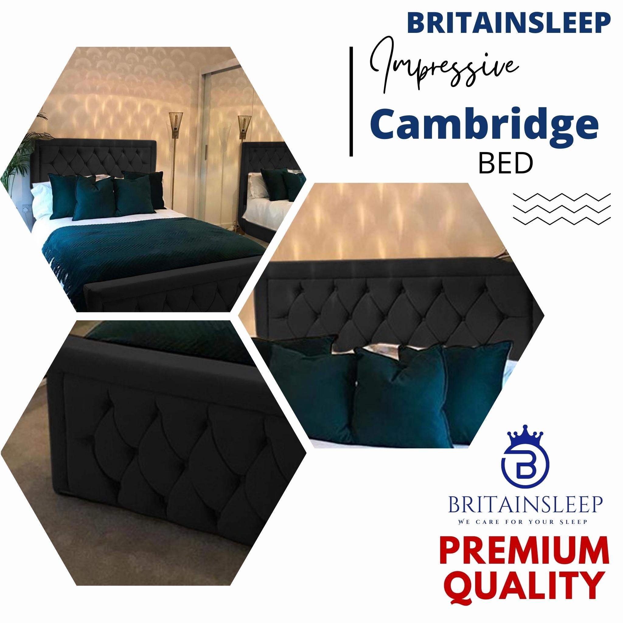 Cambridge Upholstered Bed Frame with Ottoman Storage Options Britainsleep