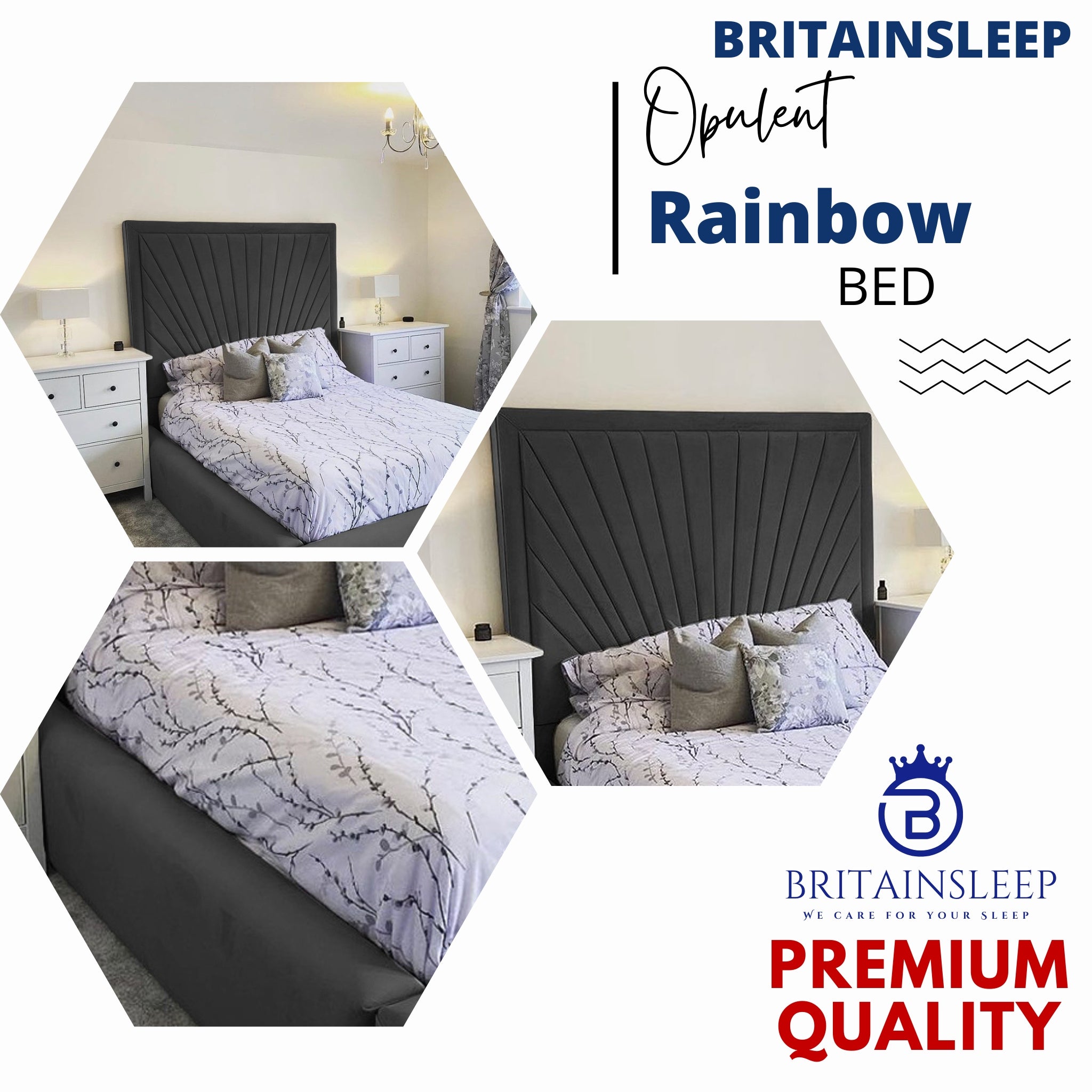 60'' Rainbow Upholstered Bed Frame with Ottoman Storage Options Britainsleep