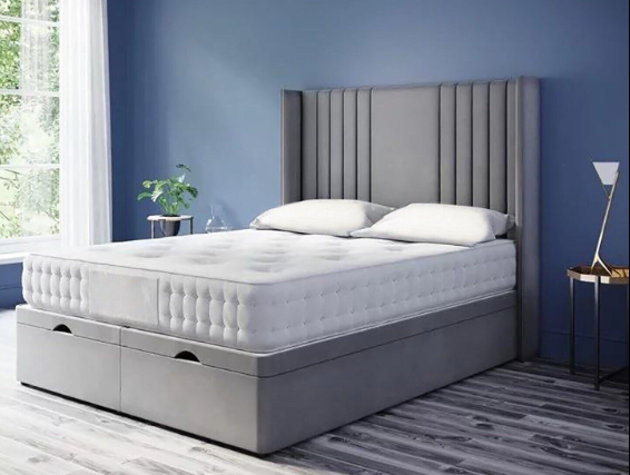 Set Of 50''LILY Floor standing headboard With Storage and1000 POCKET Spring Mattress Britainsleep