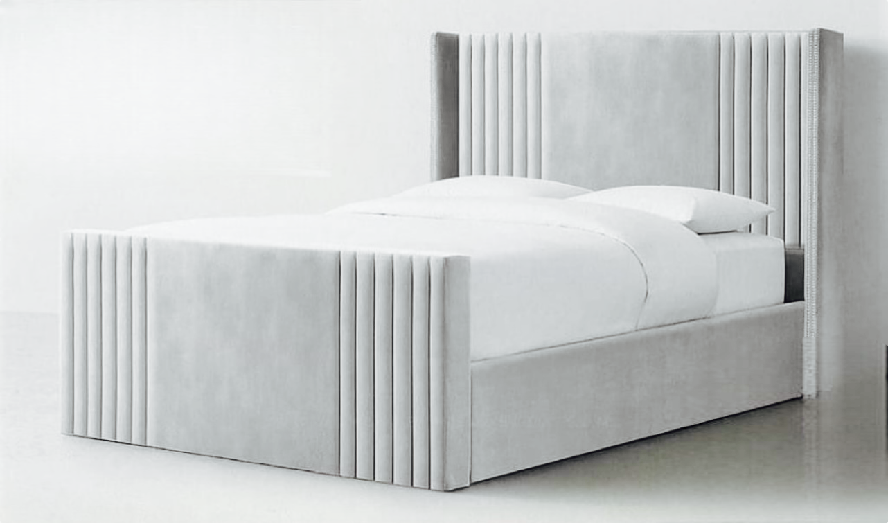 OSLO Studded Winged Upholstered Bed Britainsleep