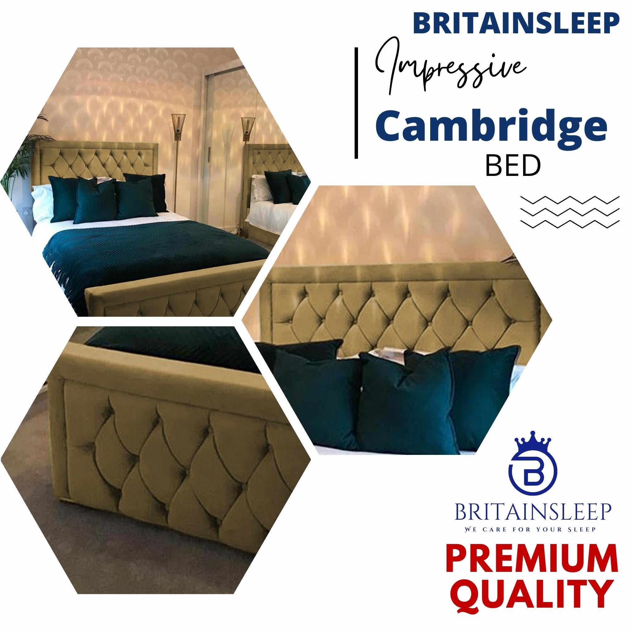Cambridge Upholstered Bed Frame with Ottoman Storage Options Britainsleep