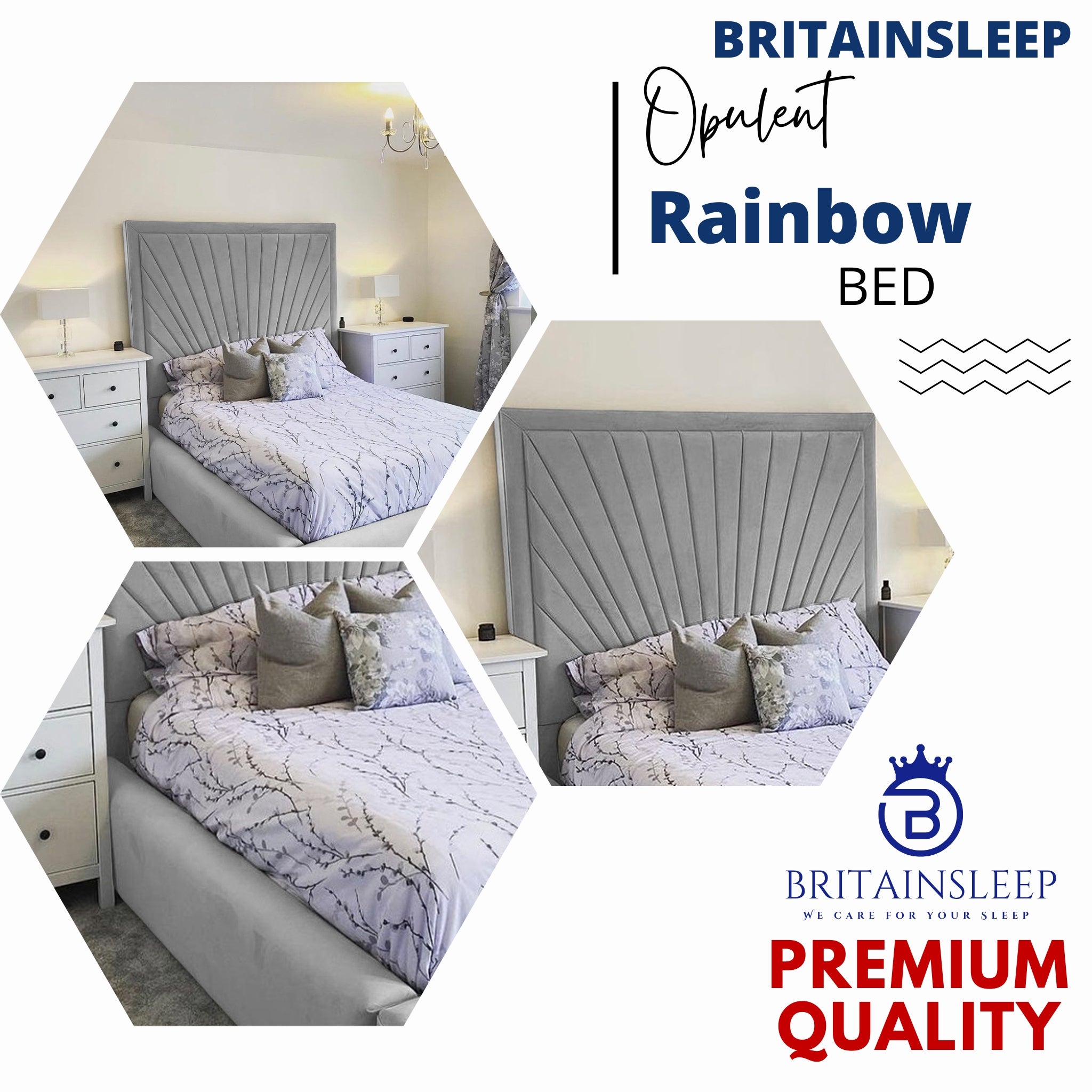 60'' Rainbow Upholstered Bed Frame with Ottoman Storage Options Britainsleep